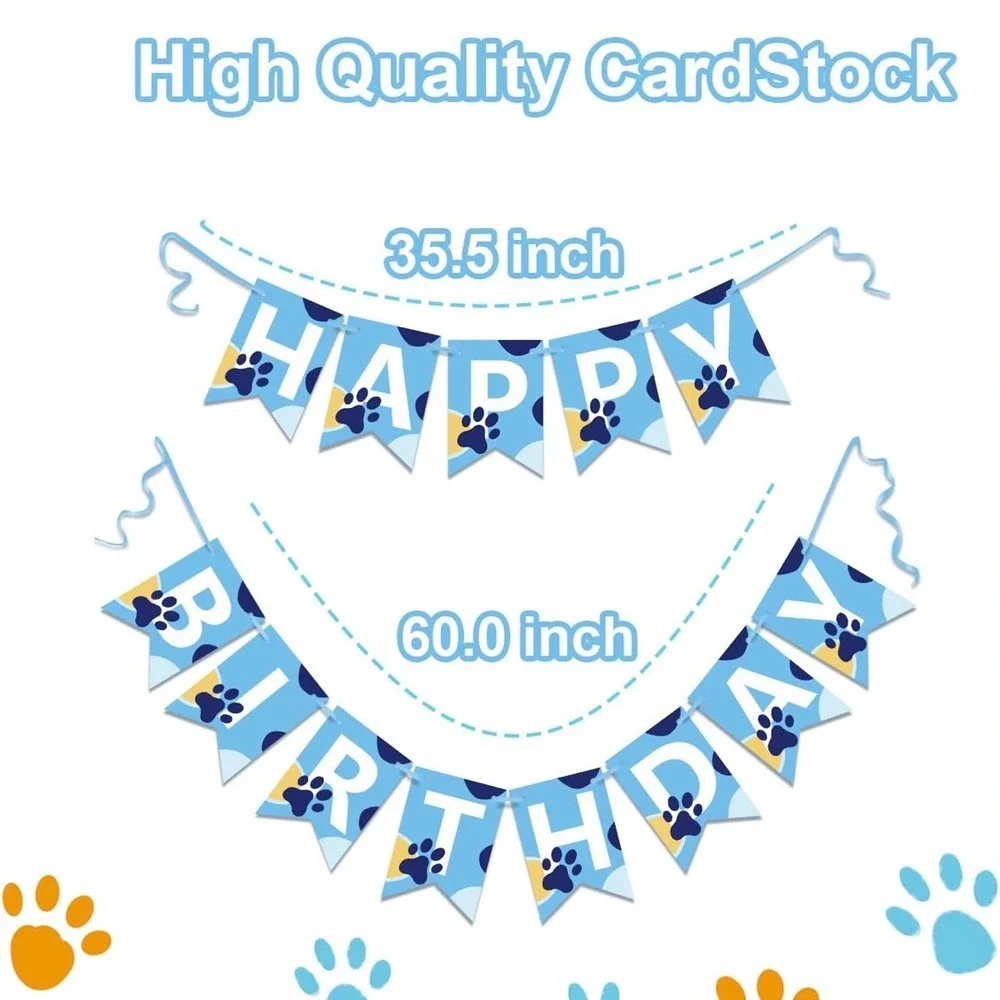 New Dog Paw Print Happy Birthday‎ Banner Party Decoration Garland Bunting